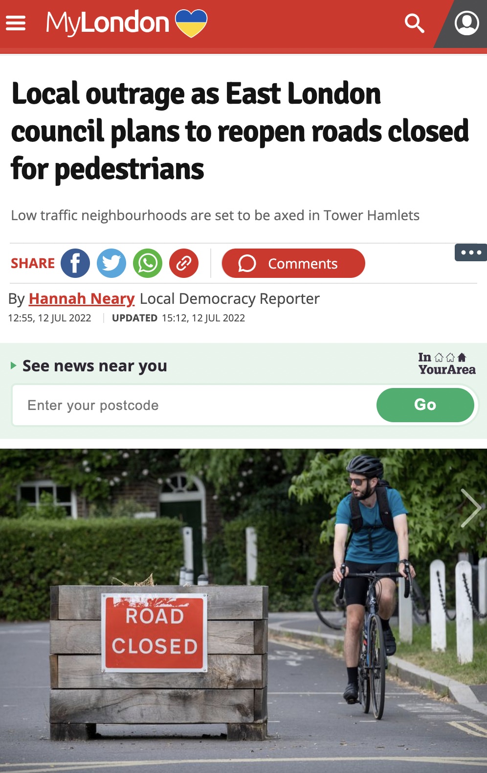 Image of My London webpage.